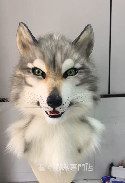 狼　犬　猫　着ぐるみ ヘッド全頭　ヘッド ケモノ ファースーツ ぬいぐるみ コスプレ コスチューム Kurumi 一点物 C975