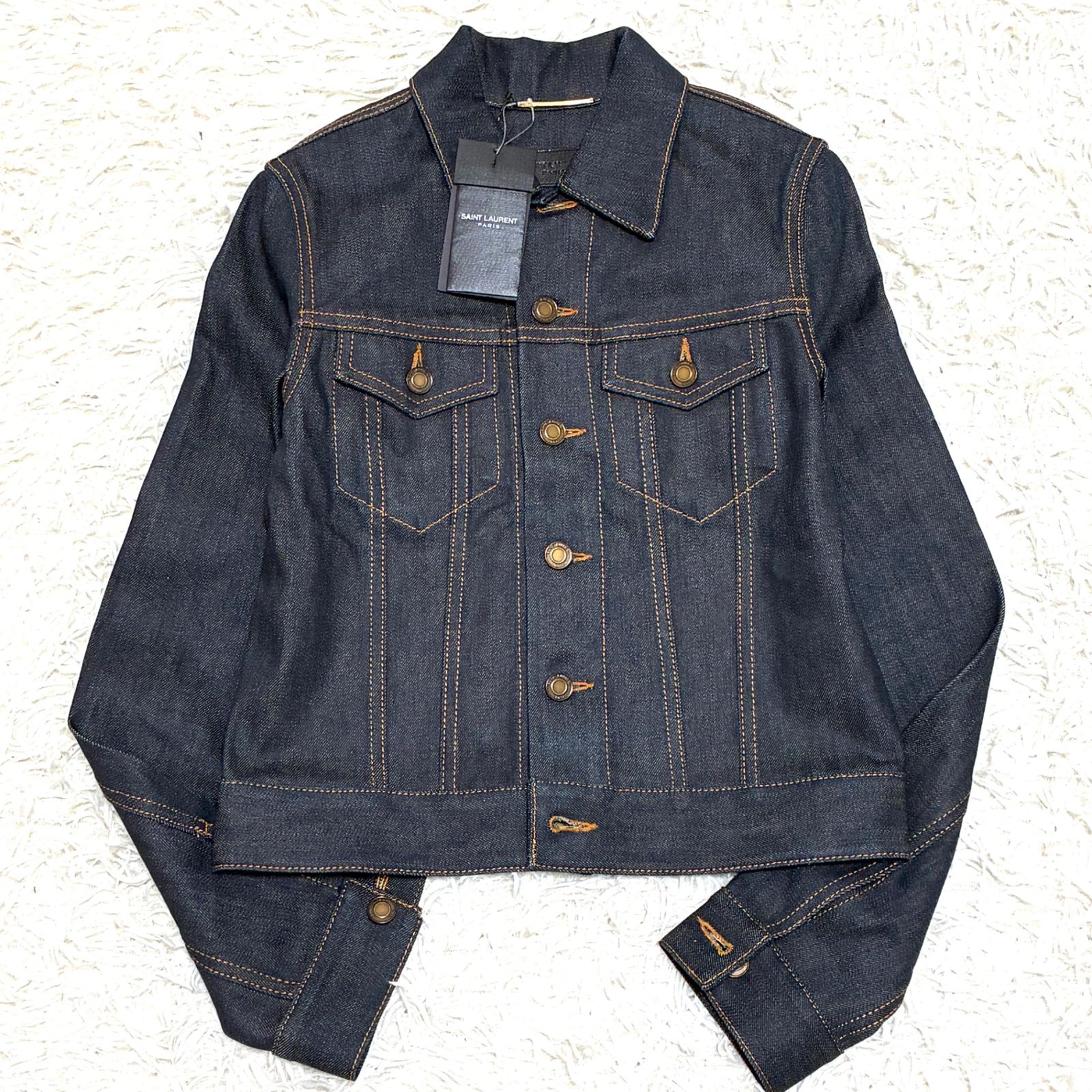 未使用タグ付 サンローラン SAINT LAURENT デニムジャケット Gジャン ジージャン ブルゾン XS メンズ 572367 インディゴ ボーナス 夏休み 帰省 お盆 敬老の日 サマーギフト シルバーウィーク ご褒美