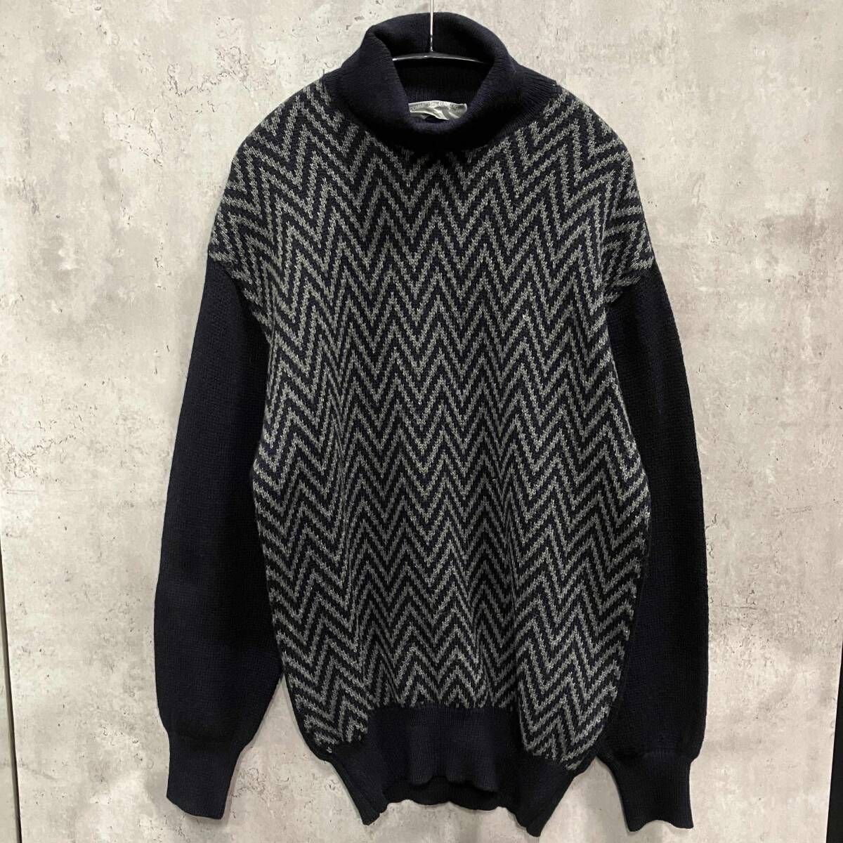 80s archive COMME des GARCONS HOMME フロント柄タートルネックニット コムデギャルソンオム