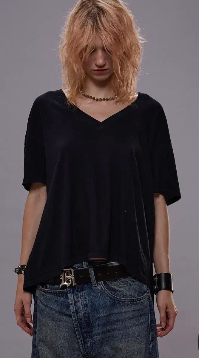 R13 カシミア Vネック ルーズ Tシャツ (XS)