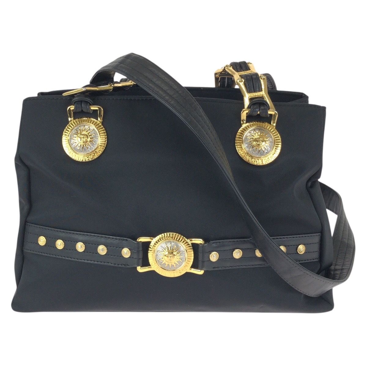 美品 VERSACE ヴェルサーチ ヴィンテージ サンバースト ブラック 黒 