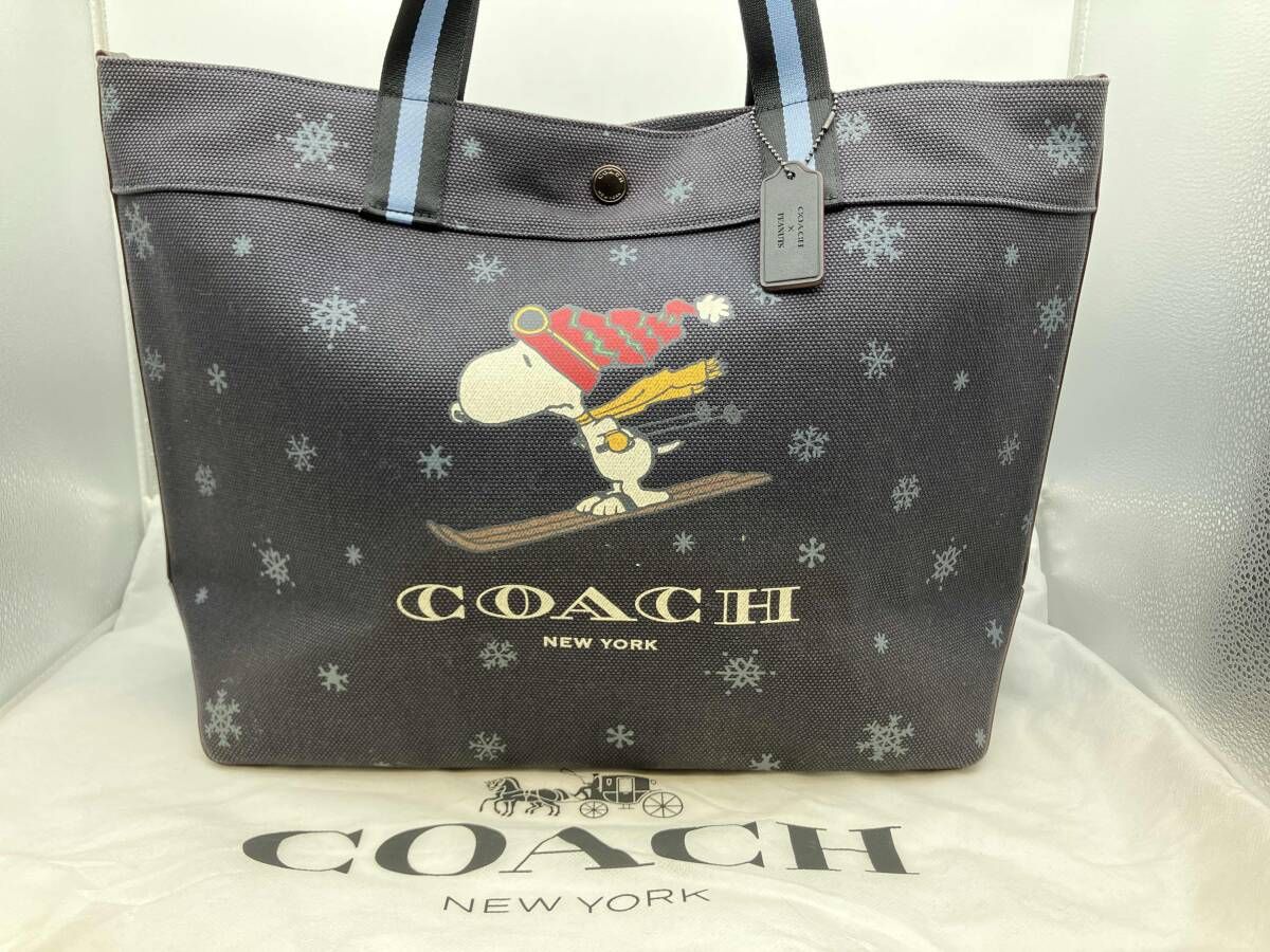 COACH/PEANUTS/CE632/スヌーピー/ネイビー/ブラック/トートバッグ