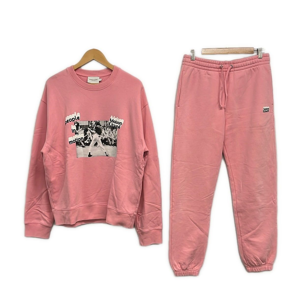 MAISON KITSUNE(メゾンキツネ) メンズセットアップ メンズ - ピンク×ライトグレー×黒 ウエストゴム