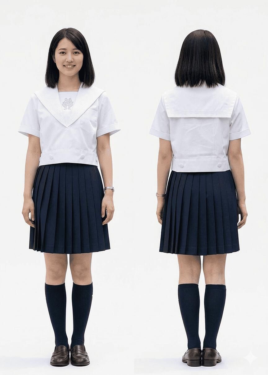 岡山県産 セーラー服 夏服 上衣 半袖 カフスなし 白地 学校制服 女子校 復刻 特大あり 本物 冠婚葬祭にも最適 佐川営業所止めOK 脇開・白襟・白三本線 10L-220
