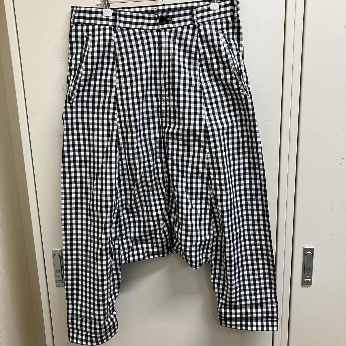 09SSS BLACK COMME des GARCONS チェック サルエルパン ツ 1C-P018 XS チェック柄 ブラックコムデギャルソン