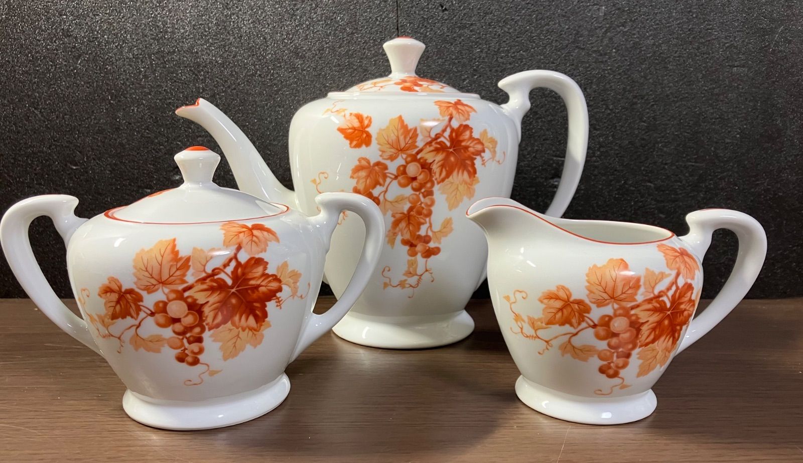 オールドノリタケ　ポット　3点セット　葡萄柄