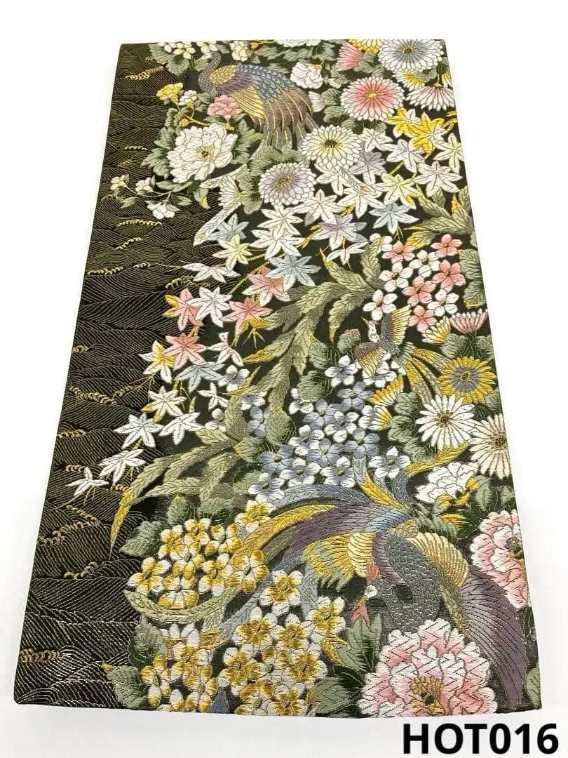 袋帯 渚花鳳凰文<!-利用不可文字-!> 草花 鳳凰 六通 正絹 金糸 HOT016