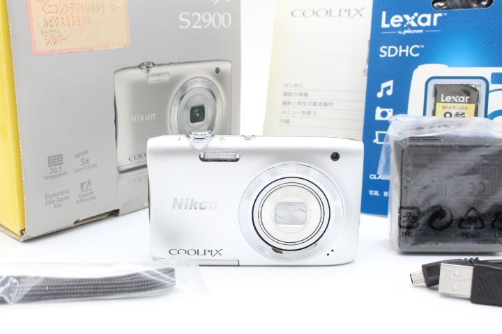 ＜＜化粧箱付き！！＞＞【美品】Nikon ニコン Aデジタルカメラ COOLPIX S2900 5倍ズーム 2005万画素 シルバー S2900SL #LE2028046