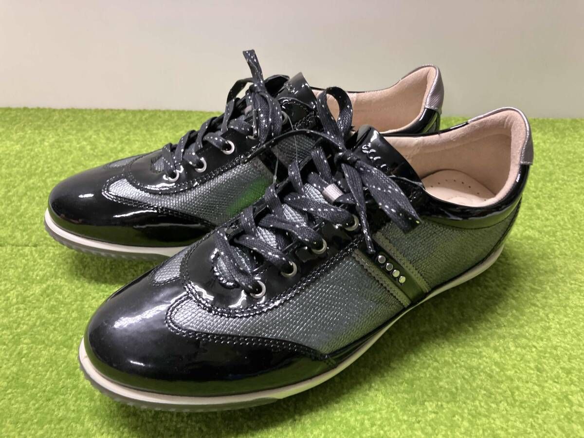 ecco ゴルフシューズ 40 スパイクレス ブラック エナメル エコー
