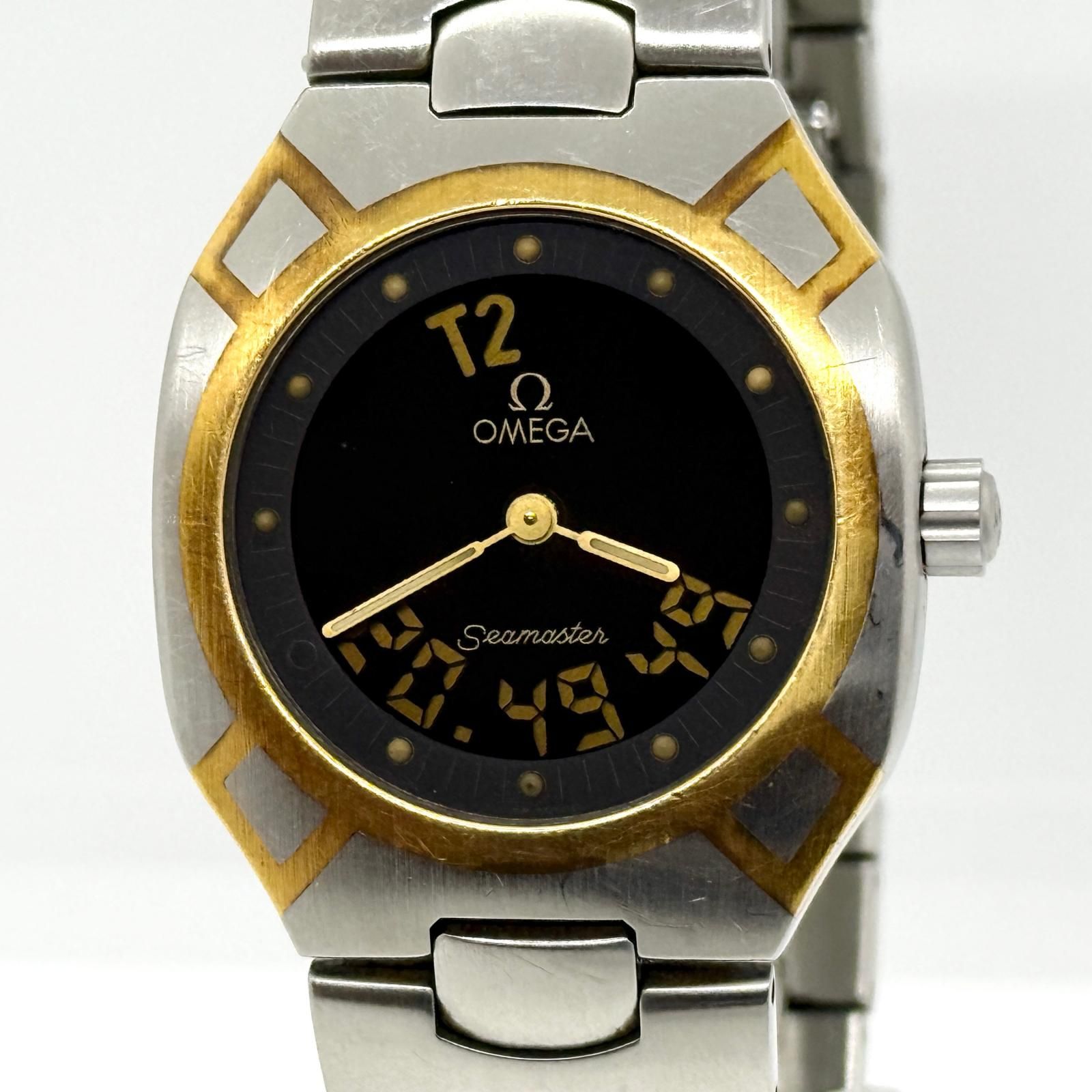 OMEGA オメガ SEAMASTER シーマスター ポラリス デジタル SS SS 53647110 ブラック QZ ユニセックス 腕時計 稼働品
