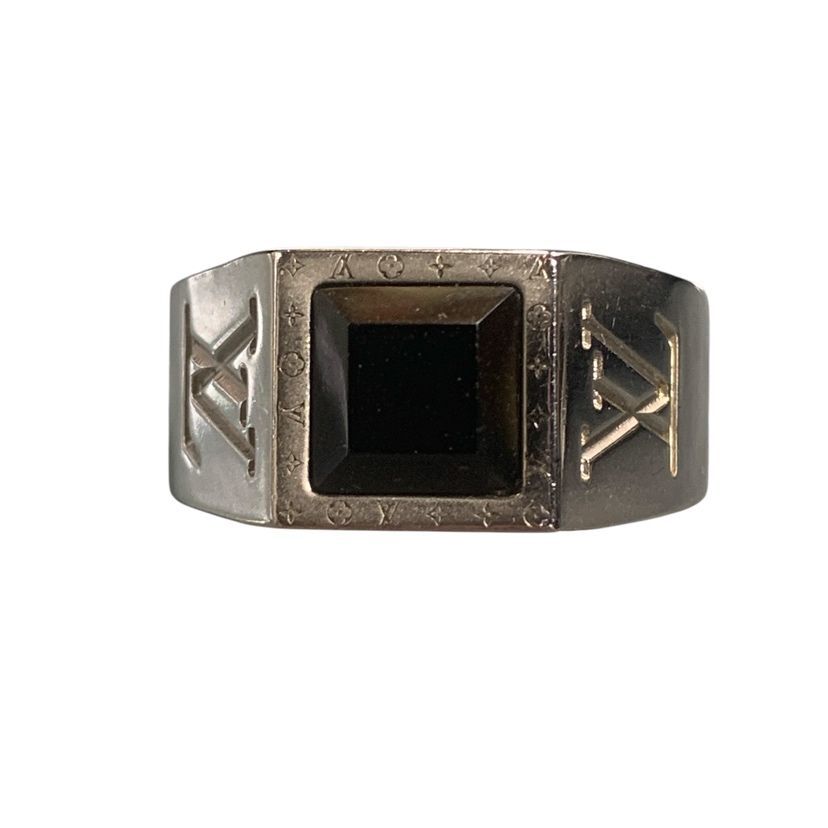 ♪4500 ルイヴィトン LOUIS VUITTON リング 指輪 LV オニキス L 21号 シルバー M00699 中古