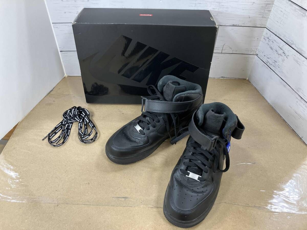 NIKE × Supreme ナイキ × シュプリーム レザースニーカー AIR FORCE 1 エアフォース1 FZ8784-001 スニーカー 黒25.5cm 通年