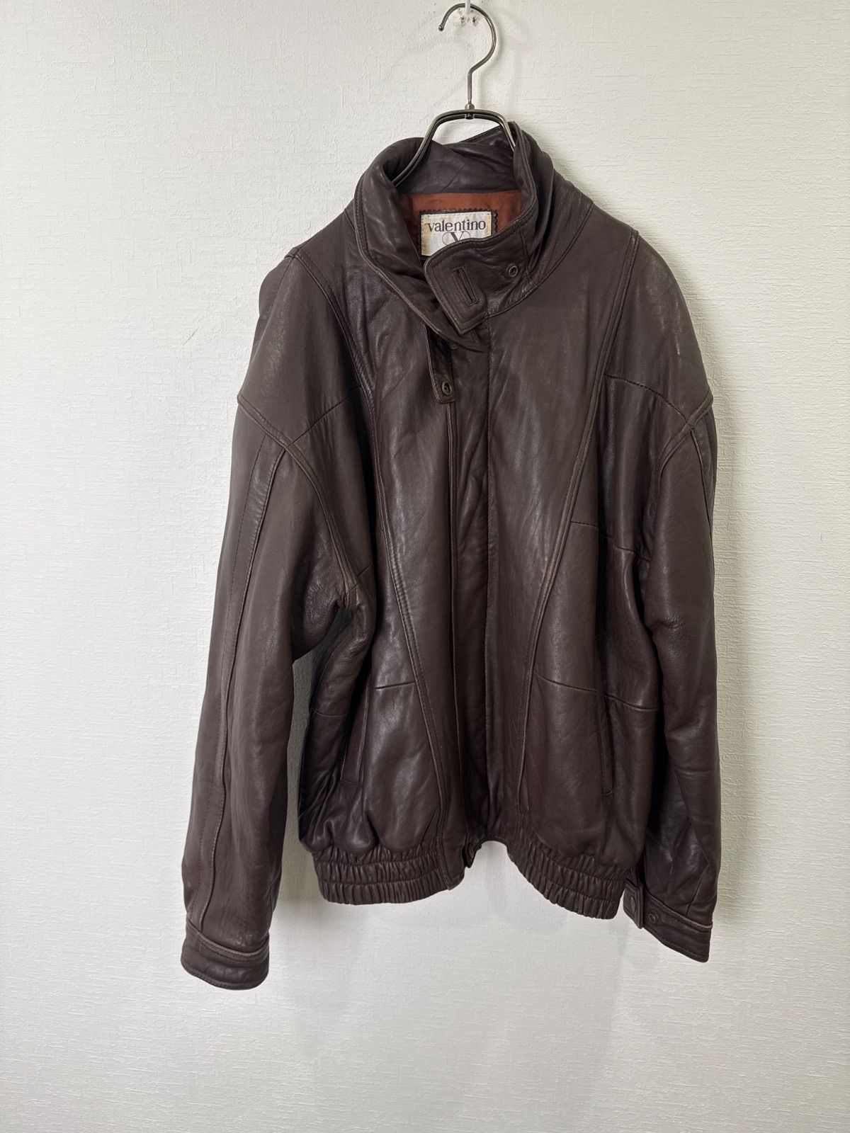 S00880｜VALENTINO GARAVANI｜ヴァレンティノガラヴァーニ｜レザージャケット｜レザーブルゾン｜ラムレザー｜羊革｜ブラウン｜メンズ｜L｜無地｜ハイブランド｜古着｜USA古着｜ヴィンテージ｜90S｜Y2K｜アメカジ｜ストリート｜ラグジュアリー
