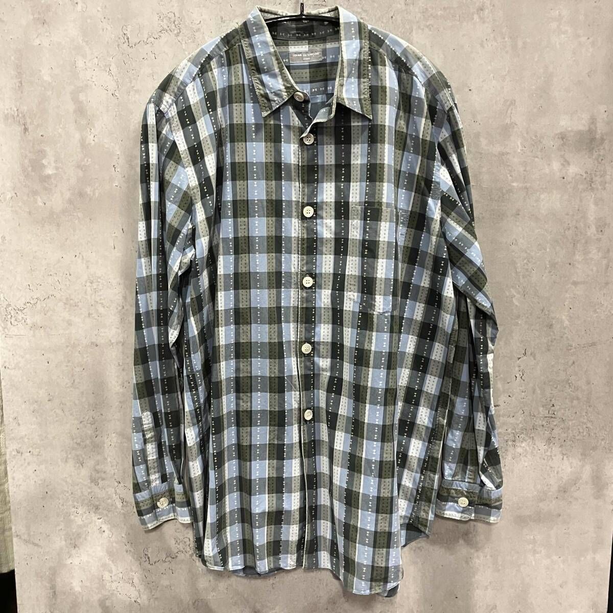 00s archive COMME des GARCONS HOMME 総柄シャツ ブルー 長袖シャツ