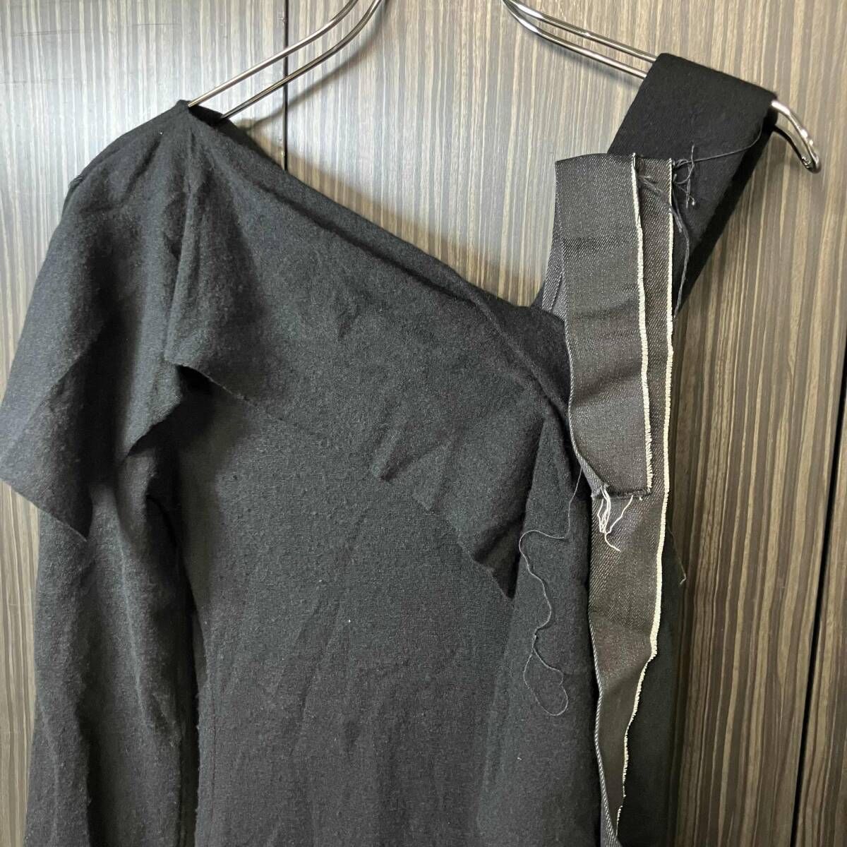 22AW YOHJI YAMAMOTO FEMME 長袖ワンピース フラノオフショルダー