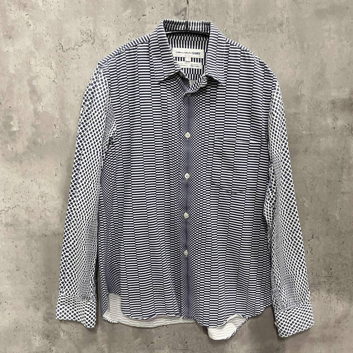 90-00s archive COMME des GARCONS SHIRT ドット柄錯覚デザインシャツ