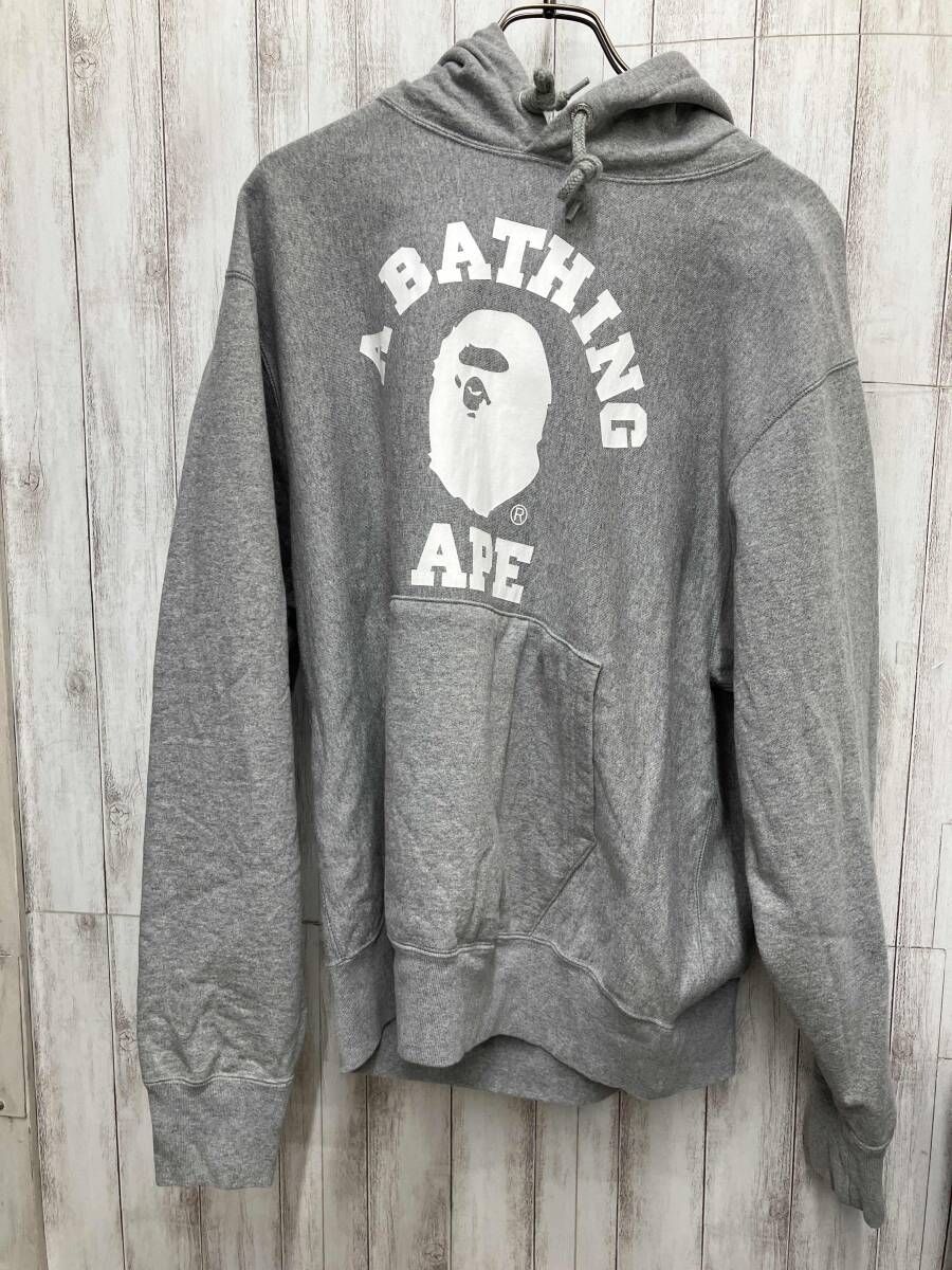 A Bathing Ape パーカー　001PPL701002M グレー　フロントプリント　