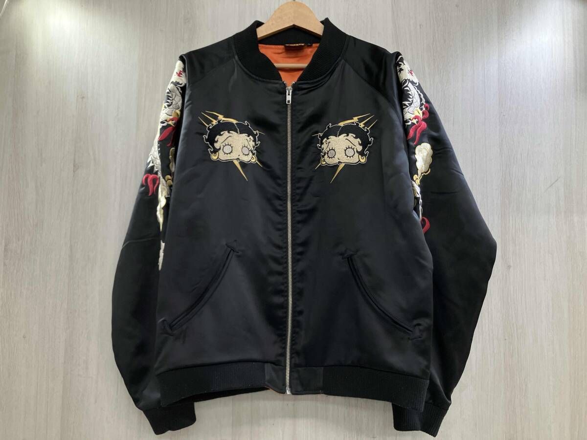 通年 Low Blow Knuckle ロウ ブロウ ナックル スカジャン ジャケット 598456 サテン 刺しゅう betty boopコラボ ゾンビ Lサイズ ブラック