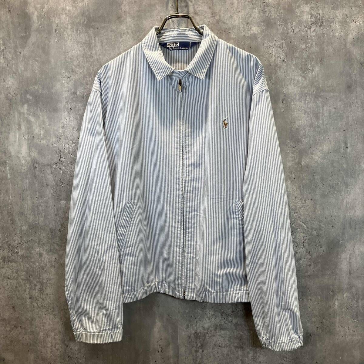 POLO RALPH LAUREN swing top stripe blue sizeL スイングトップ ストライプ ジップジャケット ポロ ラルフローレン