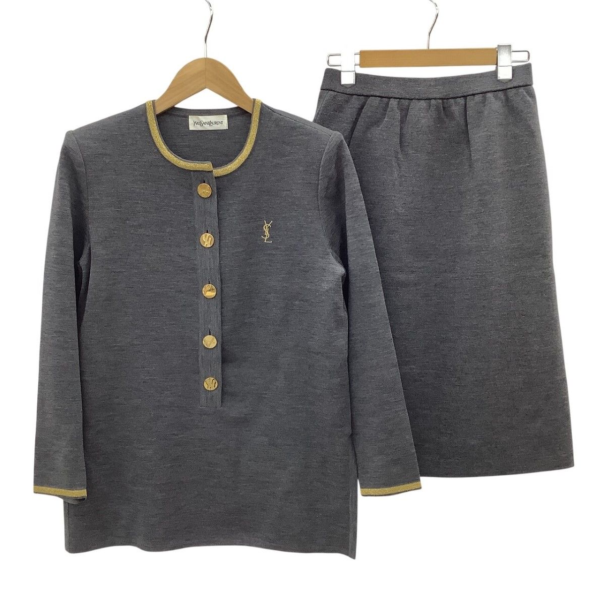 Yves Saint Laurent イブサンローラン レディース Vintage セットアップ(カットソー スカート) SIZE M グレー