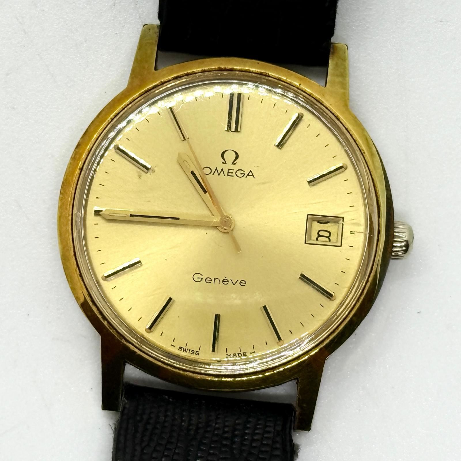 OMEGA オメガ Geneve ジュネーブ SS/GP/革 シャンパン ユニセックス 腕時計 稼働品