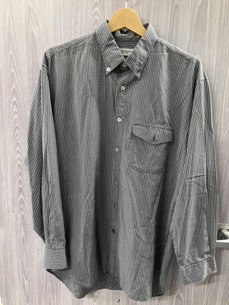 Yve Saint Laurent / チェックBDシャツ / モノトーン