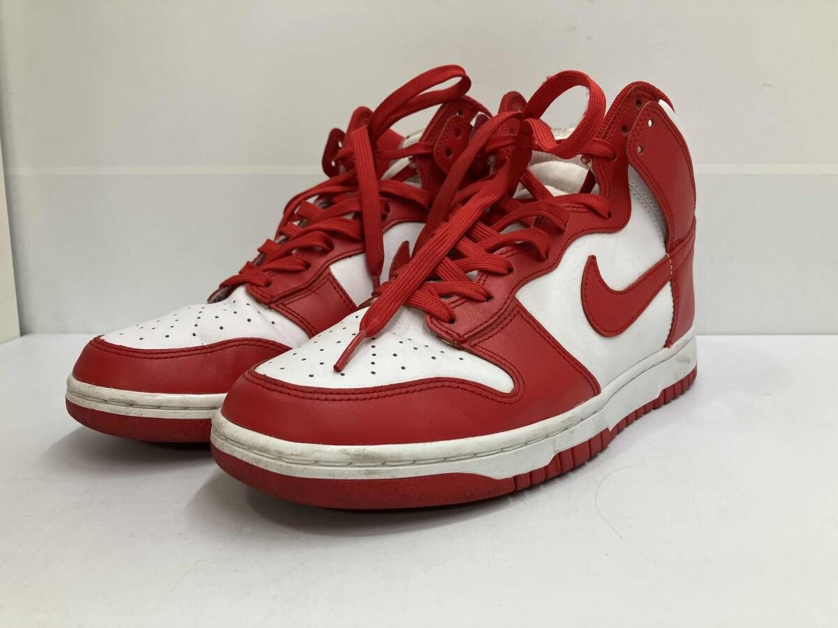NIKE DUNK HIGH RETRO Championship White and Red DD1399-106 ナイキ ダンク ハイ レトロ スニーカー 赤 白 27.5cm