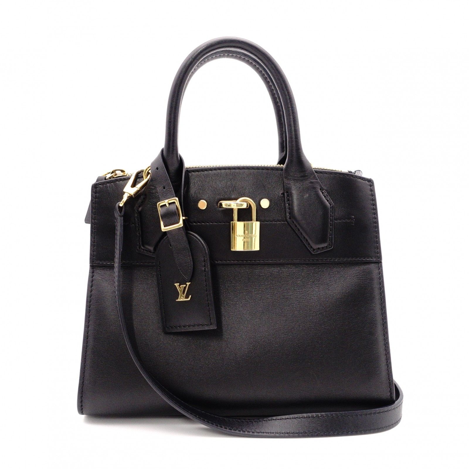 LOUIS VUITTON ルイ・ヴィトン シティ スティーマー MINI ハンドバッグ 2WAY レザー ブラック レディース 107,146円