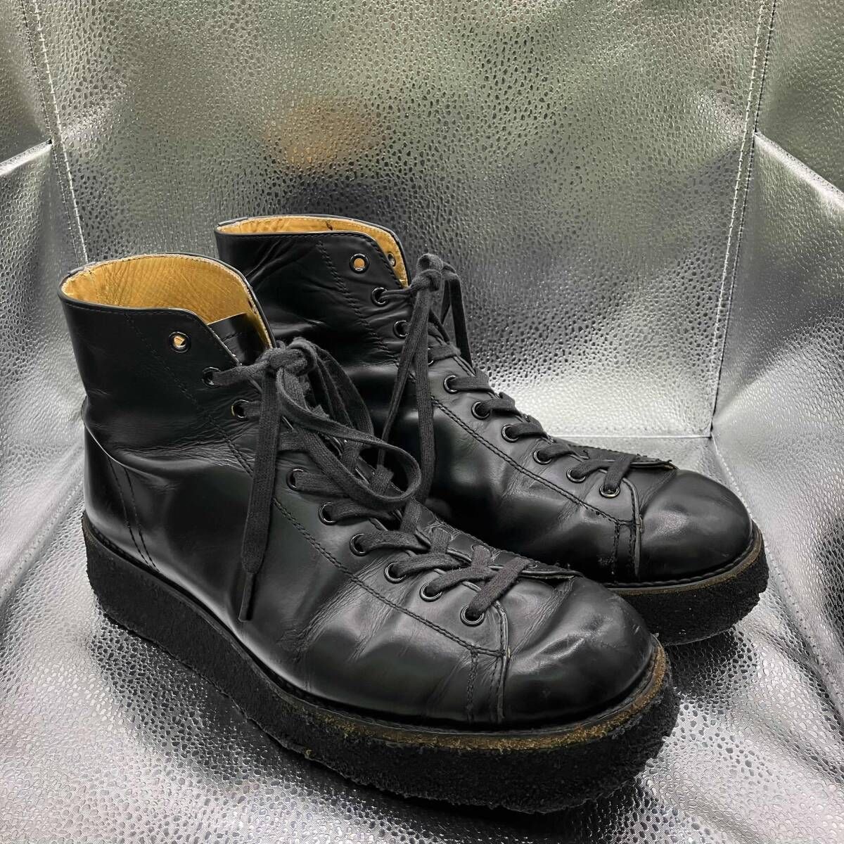 靴 Yohjiyamamoto GLASS LEATHER DEMI BOOTS YOHJI YAMAMOTO POUR HOMME GLASS LEATHER DEMI BOOTS ブーツ サイズ30
