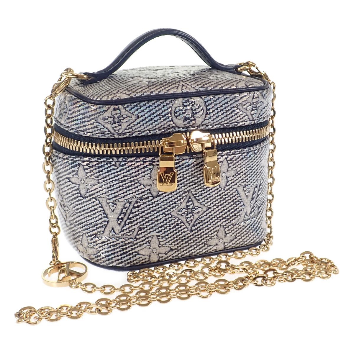 ルイヴィトン LOUIS VUITTON Micro Vanit ミクロ ヴァニティ M82467 2WAYバッグ ハンドバッグ モノグラム ジャガード デニム ブルー系 ネイビー レディース 人気 ギフト【中古】【Aランク】