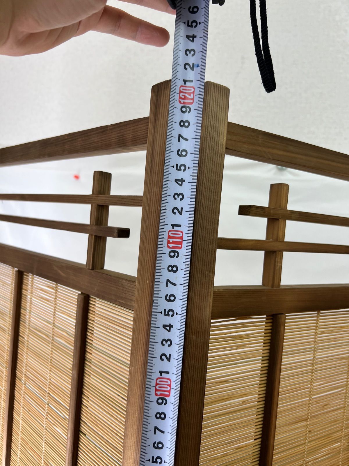 アンティーク 御簾屏風 四曲屏風 4連衝立 すだれ 間仕切り 和家具 古