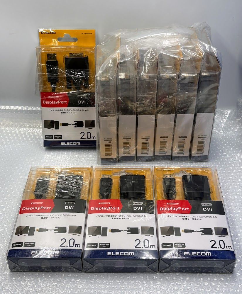 未使用 エレコム（CAC-DPDVI20BK）DisplayPort-DVI変換ケーブル 2.0m　10個セット