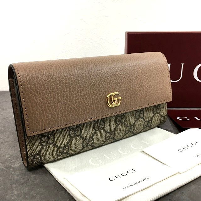 未使用品 GUCCI 長財布 456116 GGスプリーム ダブルG ベージュ 箱付き 309