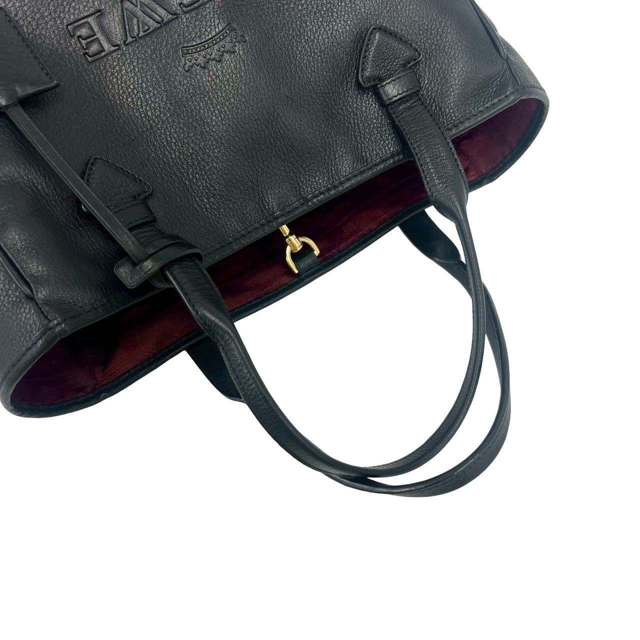 極 美品 箱 袋付き LOEWE ロエベ ヘリテージ ロゴ 型押し レザー 本革