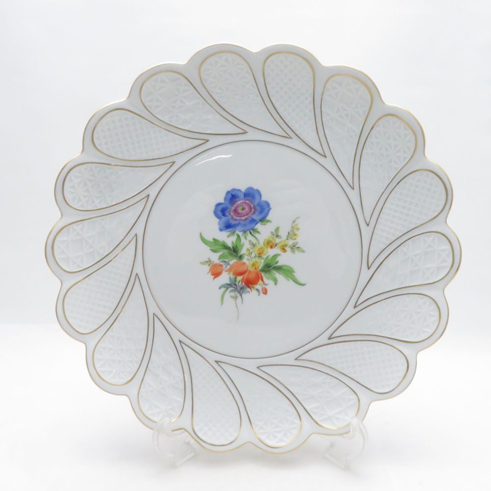 MEISSEN マイセン 三つ花 飾り皿 29cmプレート 大皿 フラワー SM5573K1