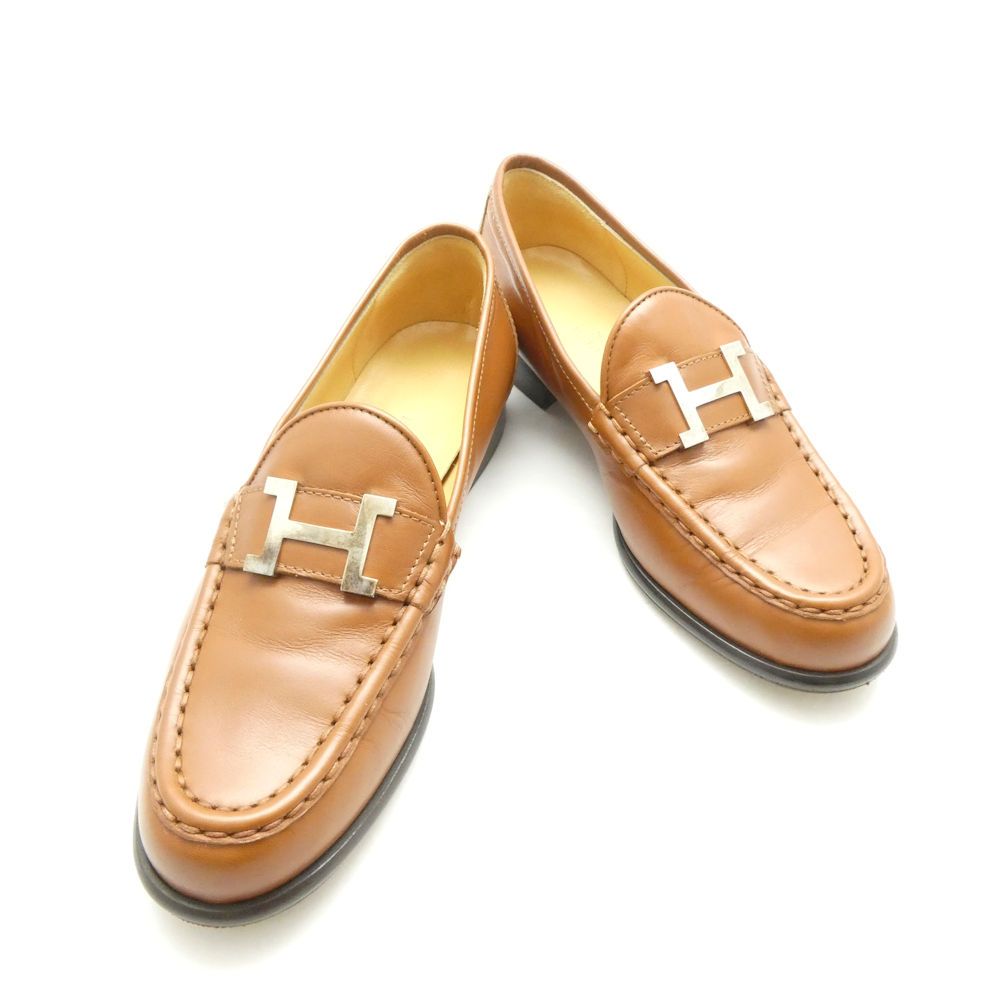 HERMES エルメス コンスタンス ローファー 35 1/2 22.5cm～23cm相当 革靴 キャメル レディース AD2158