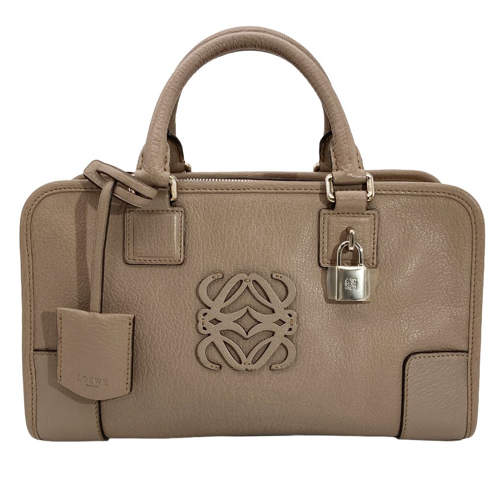 ロエベ LOEWE アマソナ 28 ハンドバッグ レザー シルバー金具 グレージュ レディース【中古】