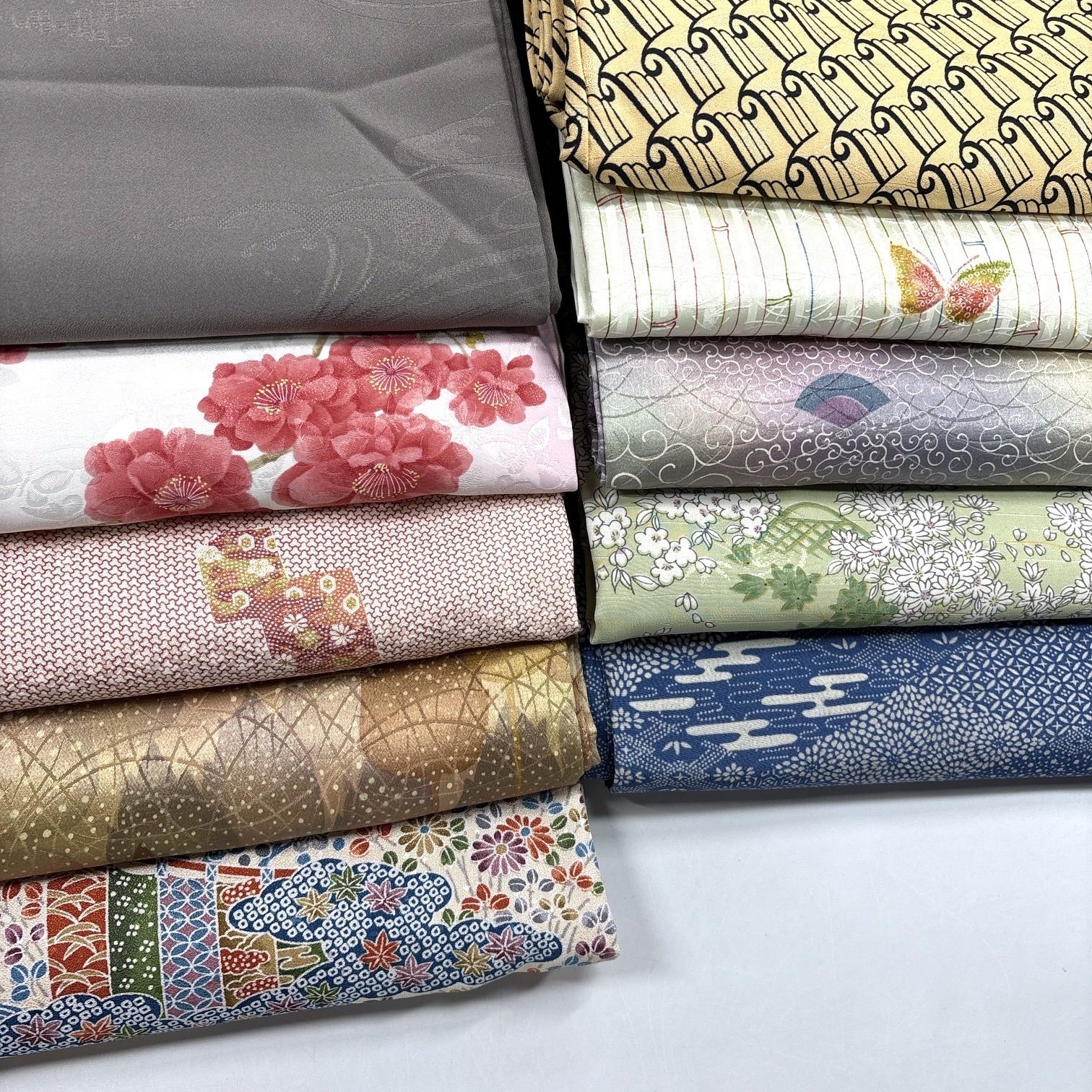 着物 10枚 ポリエステル 着物まとめ売り【6468】同梱購入歓迎 リメイク