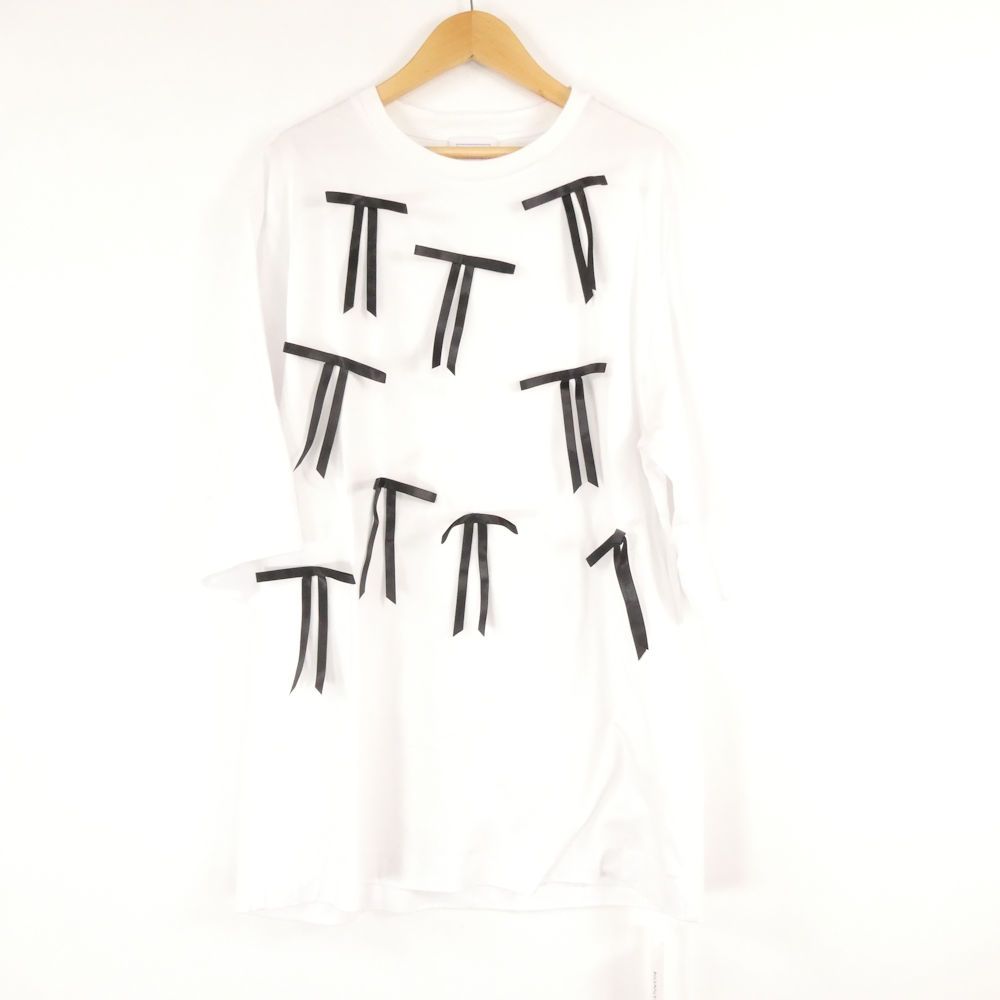 美品 setsuko sagittaire セツコサジテール juliet-002 ジュリエット Tシャツ FREE コットン100% 半袖 サテンリボン 白 トップス レディース AU4575A50