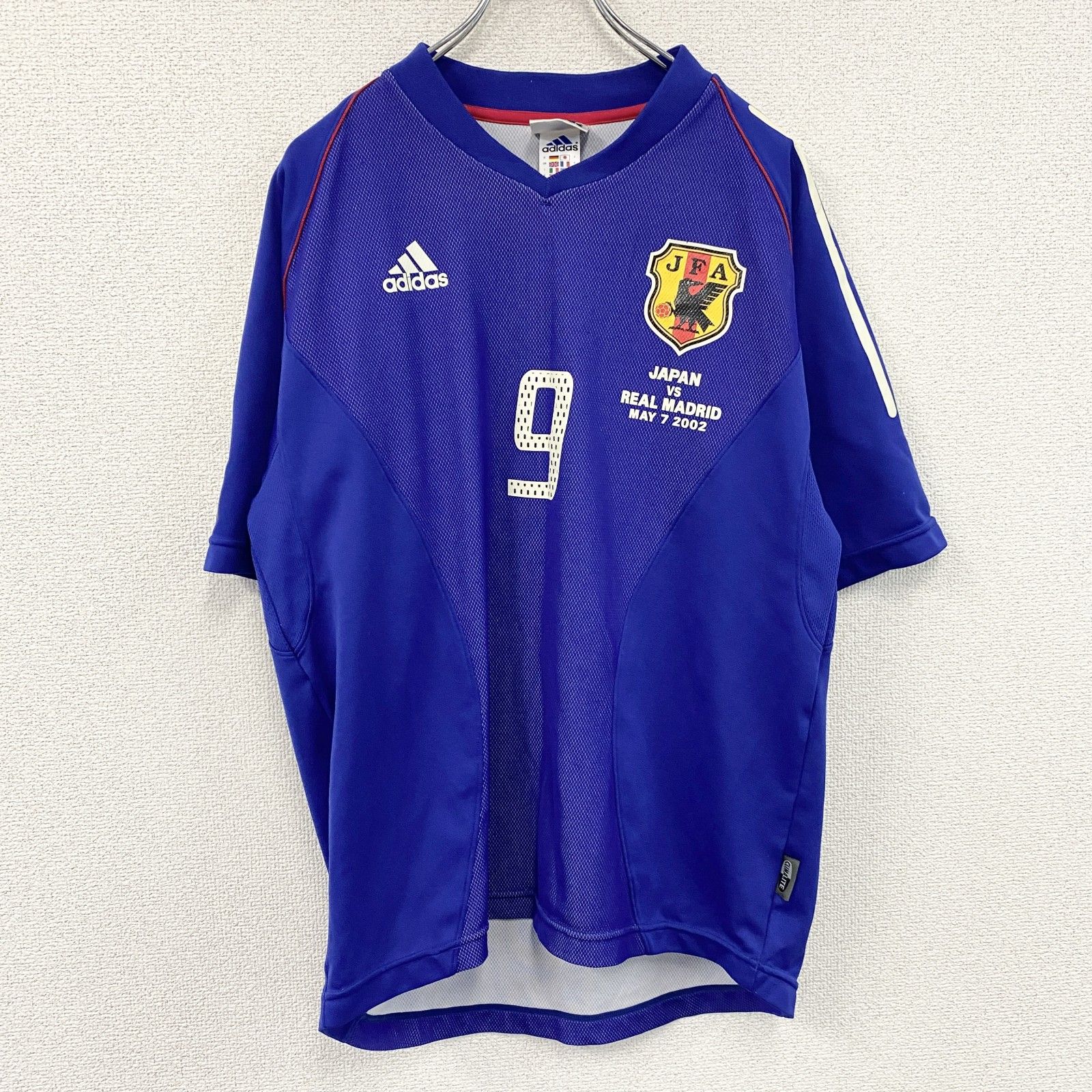 adidas　アディダス　サッカー日本代表　半袖Tシャツ　ユニフォーム　青　ブルー　Lサイズ　古着