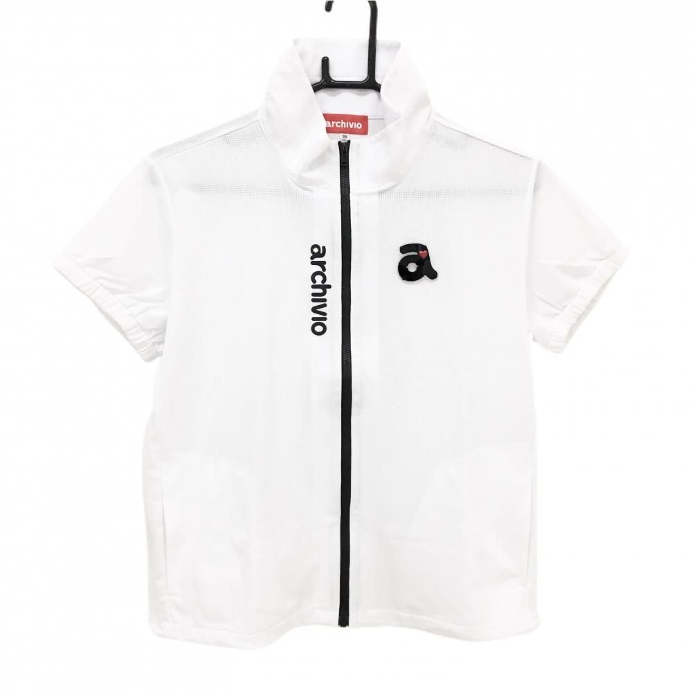 【超美品】アルチビオ 半袖ジャケット 白 メッシュ 裾ドローコード レディース 38(M) ゴルフウェア archivio