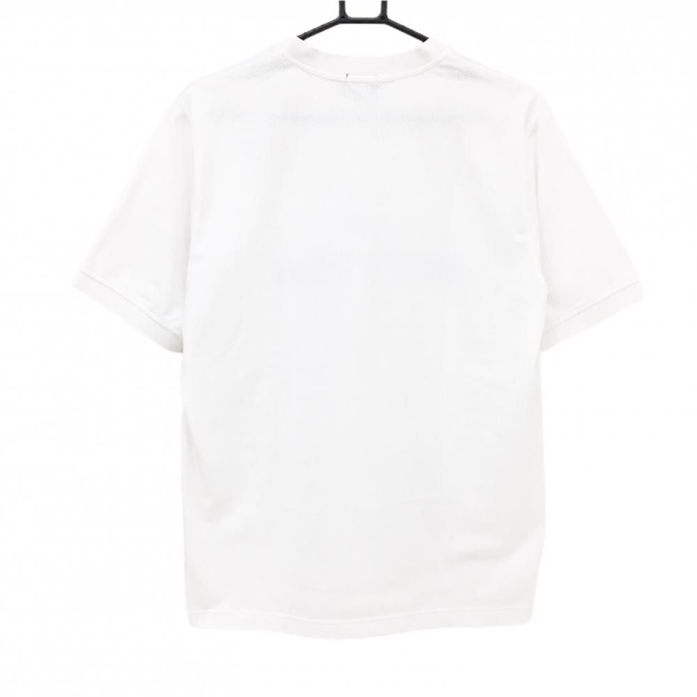 超美品】パーリーゲイツ Tシャツ 白×ネイビー メッシュ フロントロゴ V