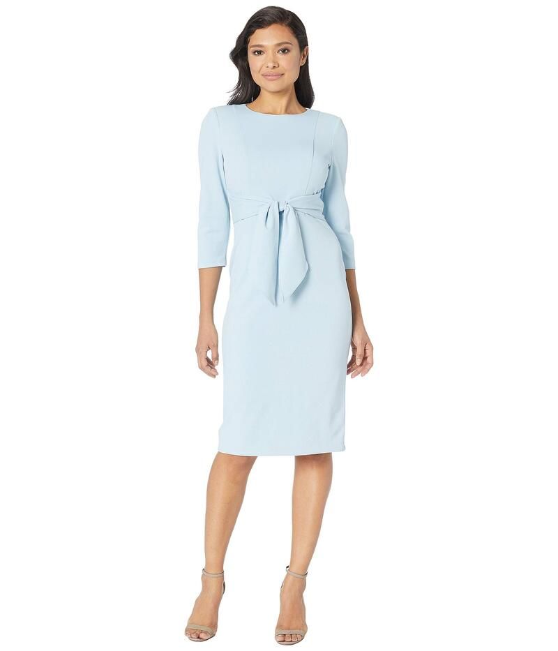 アドリアナ パペル レディース トップス ワンピース クレープ ニット Adrianna Papell Knit Crepe Tie Waist Sheath Dress Blue Mist ブルー