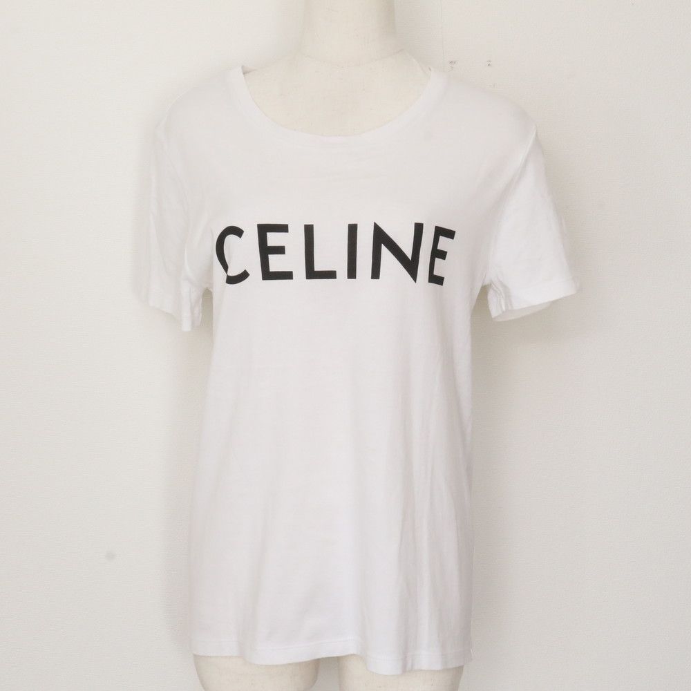 美品 セリーヌ タグ付 ロゴ プリント 半袖 Tシャツ S 洋服 トップス カットソー ファッション 2X314916G レディース RWM EG36-7【中古】