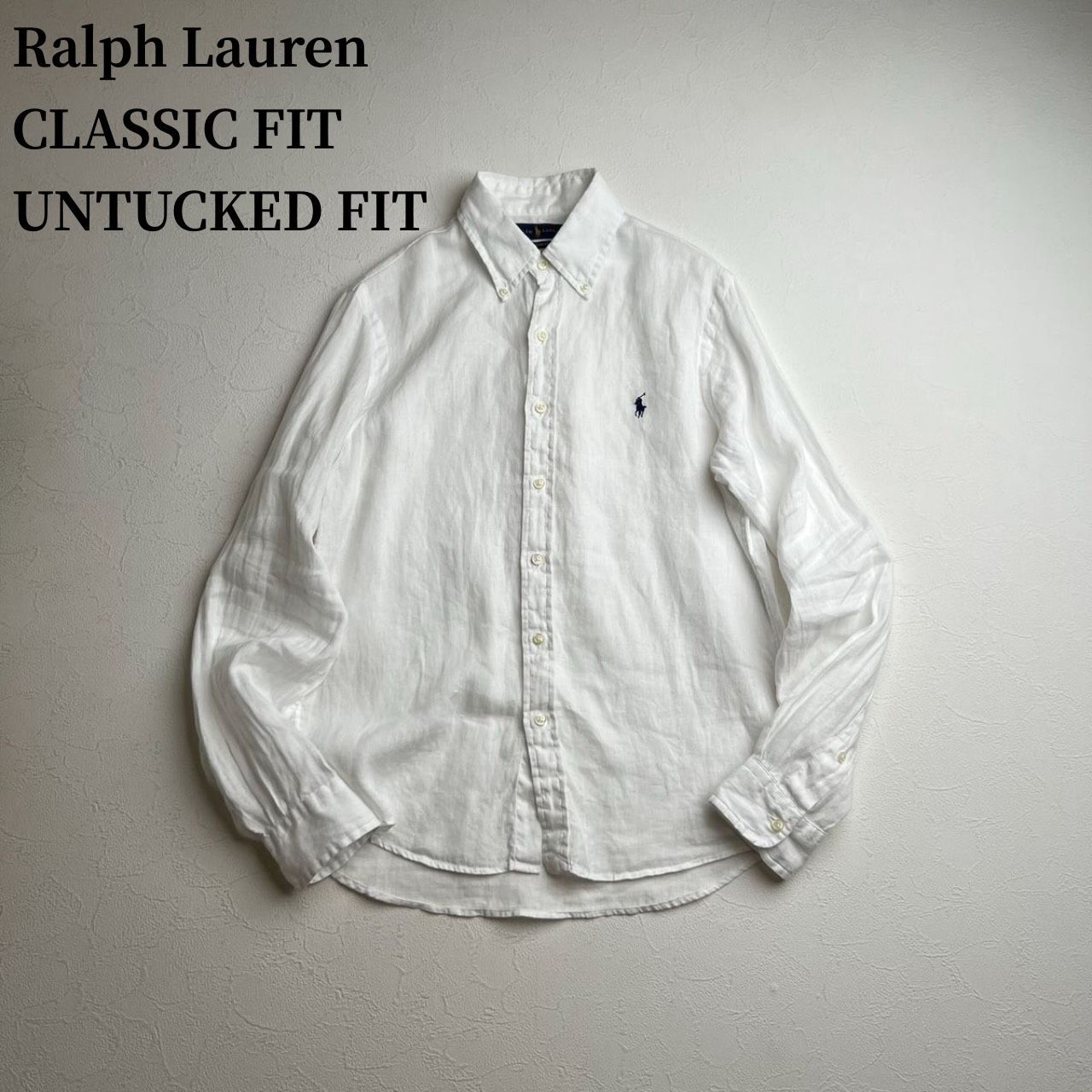Ralph Lauren CLASSIC FIT UNTUCKED FIT BD　リネン　麻　長袖シャツ　ラルフローレン　ホワイト　SP 古着
