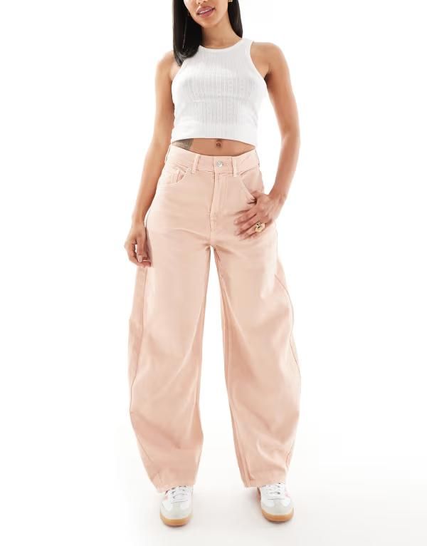 エイソス レディース ボトムス デニムパンツ ジーンズ ASOS DESIGN high waisted barrel leg jeans in peach Peach ピーチ