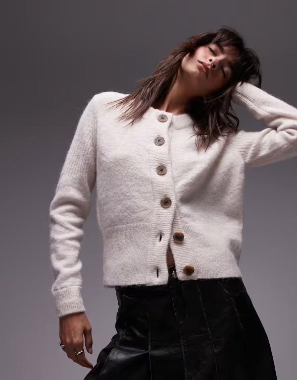 セレクティッド レディース アウター カーディガン ウール Selected Femme merino wool alpaca blend cardigan in cream Cream クリーム