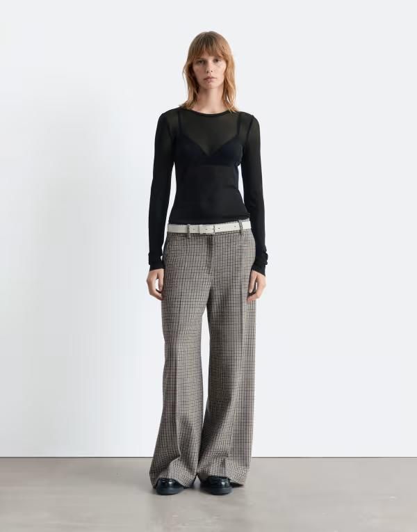 アンドアザーストーリーズ レディース ボトムス カジュアルパンツ ワイドレッグ パンツ ウール Other Stories wool tailored wide leg pants dark beig