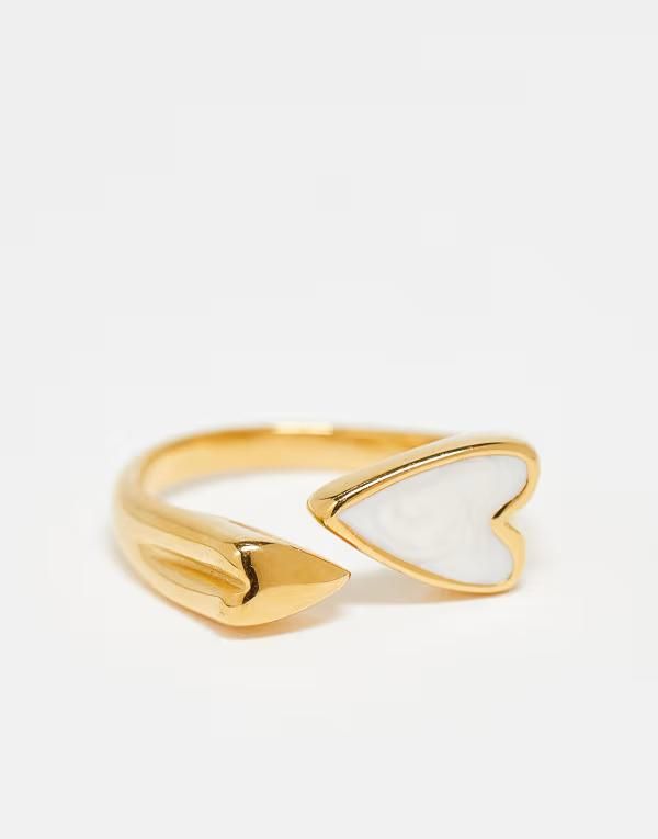 エイソス レディース アクセサリー リング Tシャツ ASOS Curve ASOS DESIGN Curve waterproof stainless steel ring with embosse