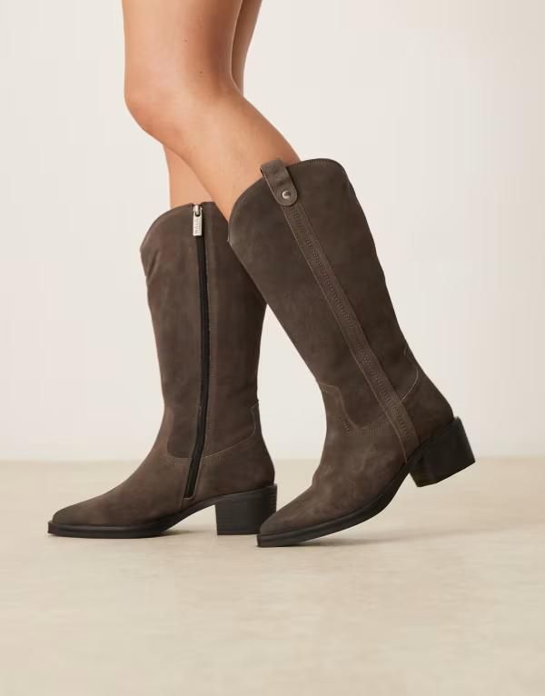 ウォークロンドン レディース シューズ ブーツ・レインブーツ スエード Walk London Lydia slim pointed suede high boots BROWN ブラウン